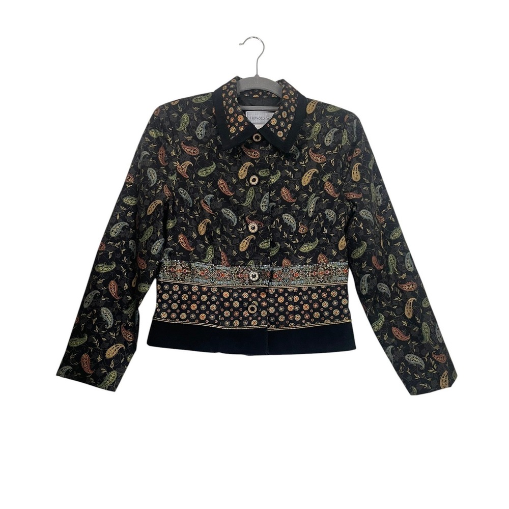 Howard Wolf Jacket 4P VTG Paisley Beaded Trim Made in USA Dark Academia Boho